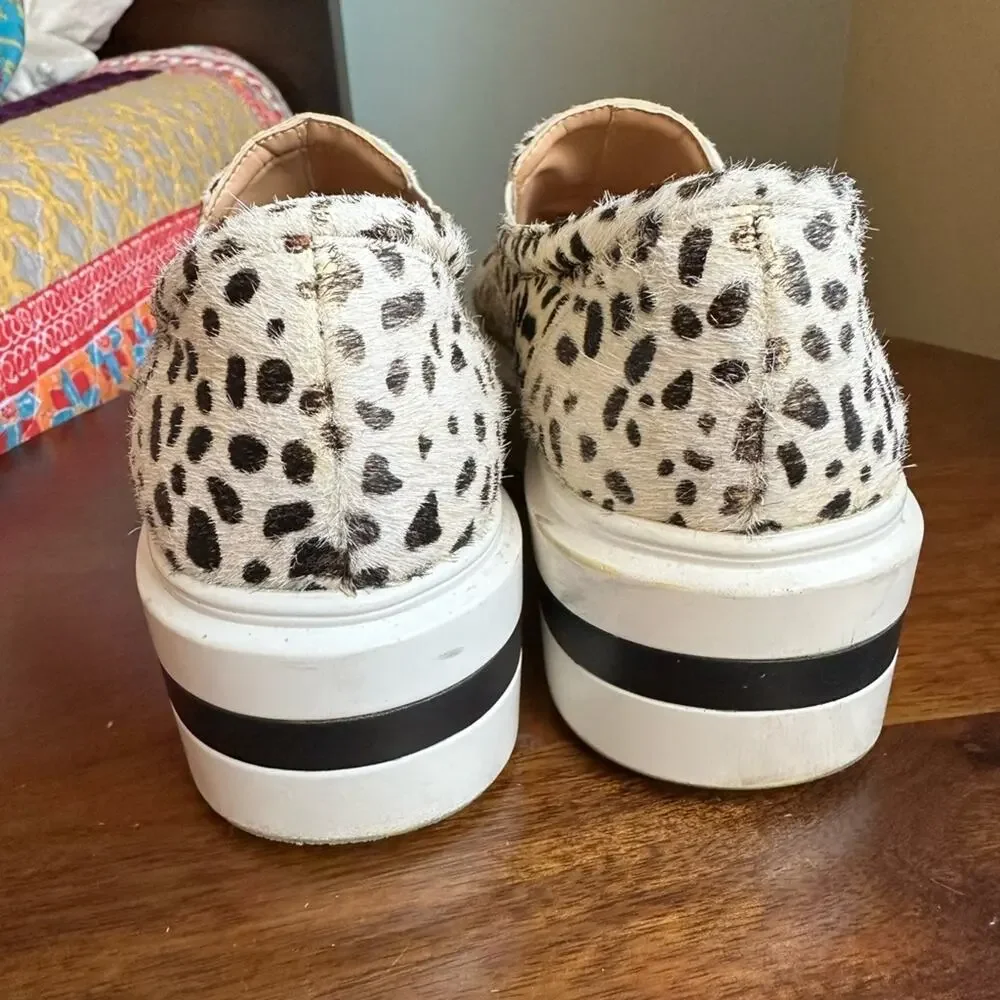 Paolo Genuine Calf Hair Animal Print Platform Slip-Ons | Streetwear Chic sz 7.5